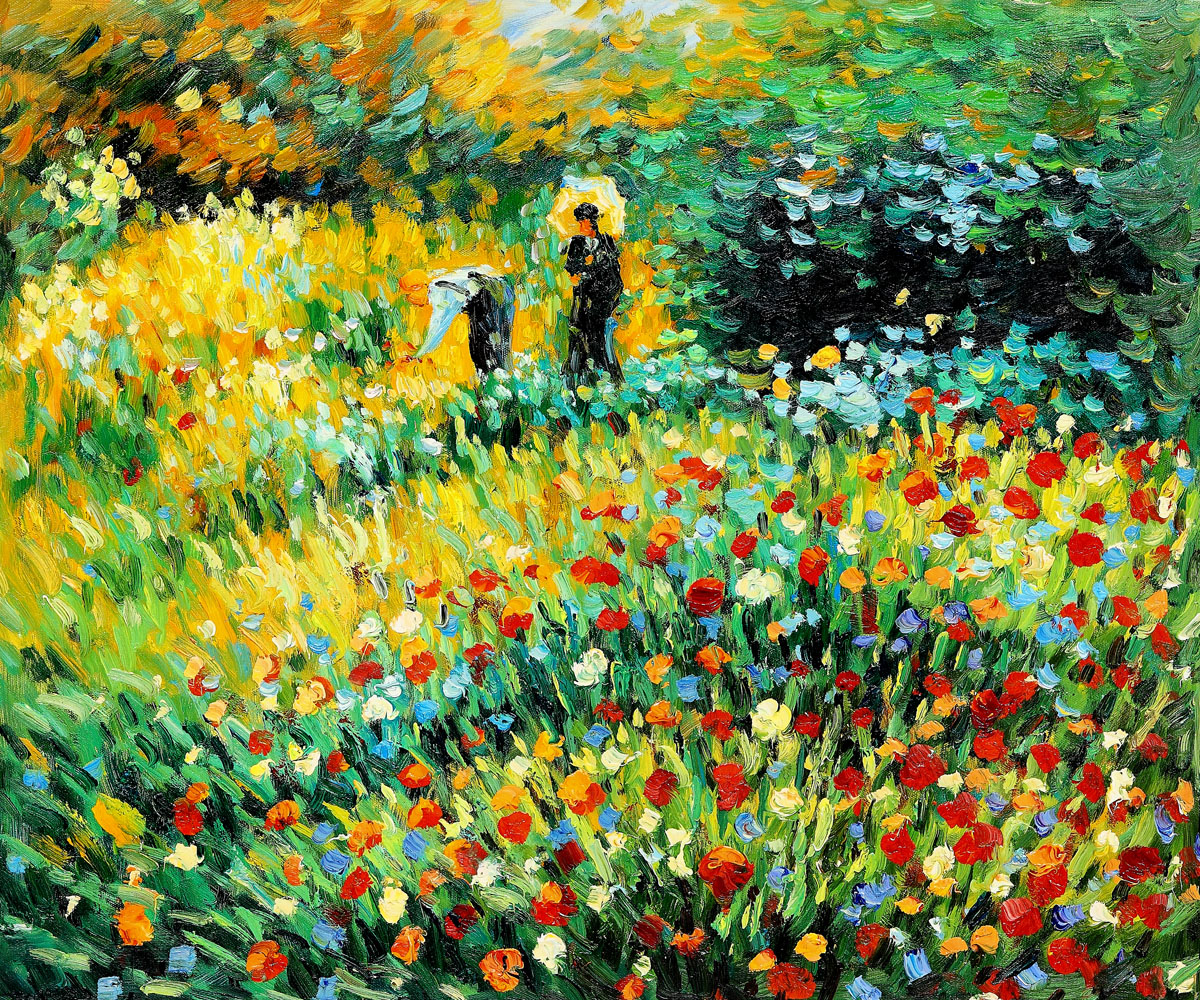 Woman with a parasol in a Garden (Frau mi Sonnenschirm) - Pierre-Auguste Renoir painting on canvas